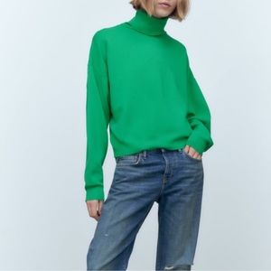Zara green turtleneck sweater